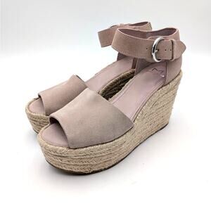 Marc Fisher LTD Nelly Wedge Espadrilles Sandal Women's Light Pink Suede Sz US9M